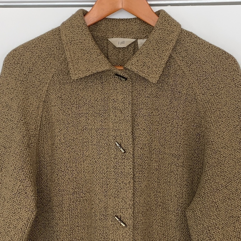 Vtg J Jill Retro Woven Pleat Back Wool Swing Coat M - Picture 3 of 15